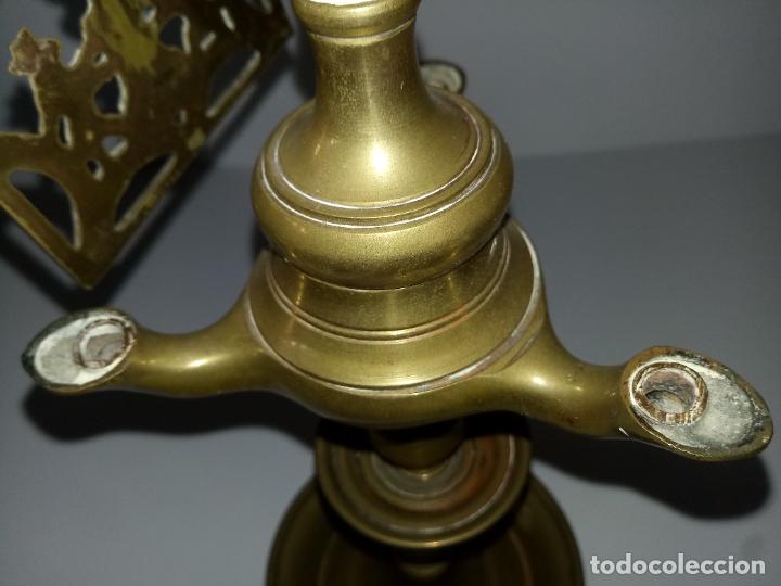 Antig&uuml;edades: ANTIGUA L&Aacute;MPARA DE ACEITE - TRES LUCES - Foto 7