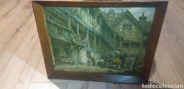 Antig&uuml;edades: Bandeja en madera con escena t&iacute;pica - Foto 2