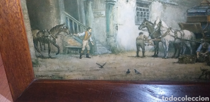 Antig&uuml;edades: Bandeja en madera con escena t&iacute;pica - Foto 4