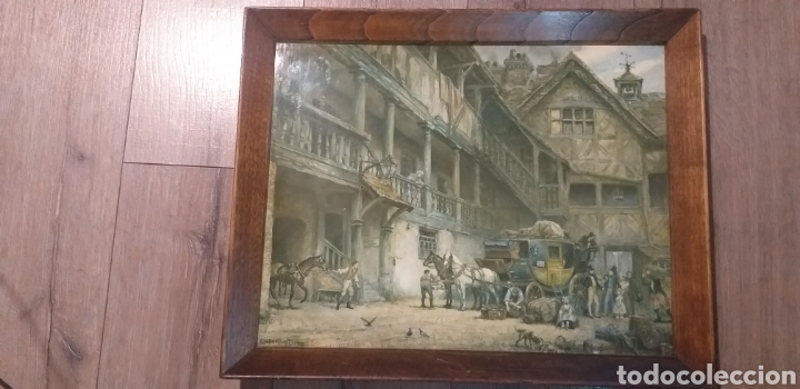 Antig&uuml;edades: Bandeja en madera con escena t&iacute;pica - Foto 1