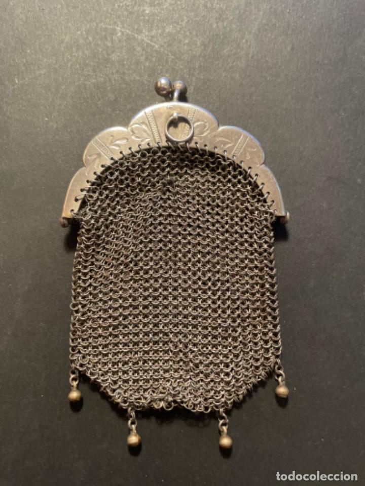 Antig&uuml;edades: ANTIGUO BOLSO DE MALLA DE PLATA , BOCA TRABAJADA - 11X6,5 CM.