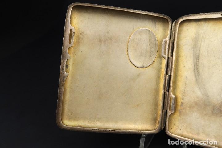Antig&uuml;edades: Antigua Pitillera de Alpaca Plateada con Esmalte - Foto 12