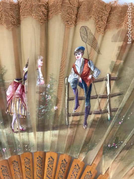 Antig&uuml;edades: ABANICO ANTIGUO PINTADO A MANO - Foto 2