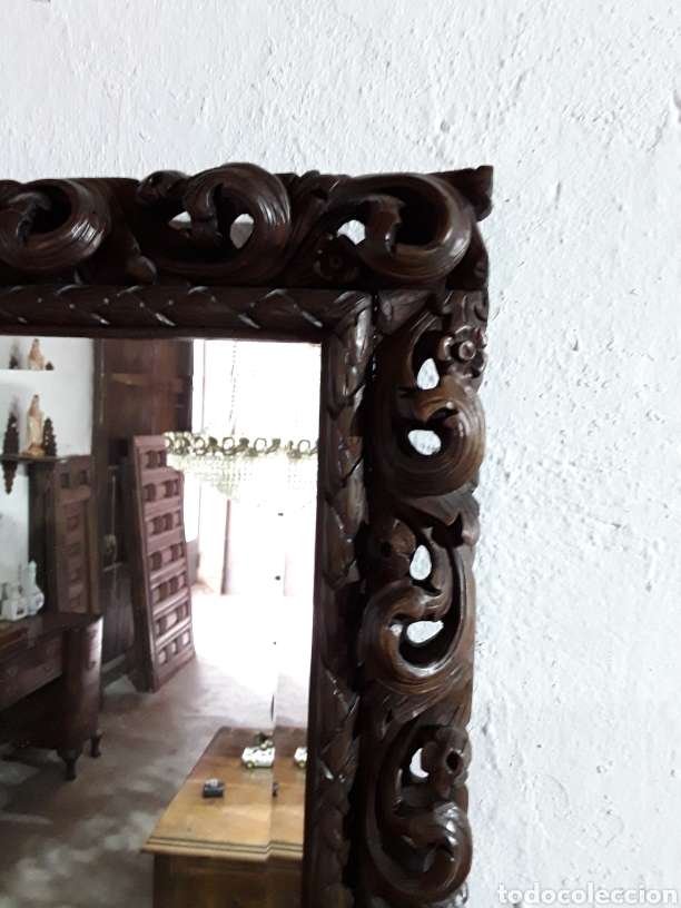 Antig&uuml;edades: Marco tallado con espejo - Foto 4