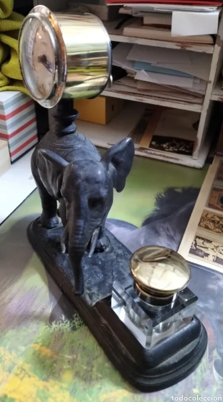 Antig&uuml;edades: Tintero con reloj elefante - Foto 5