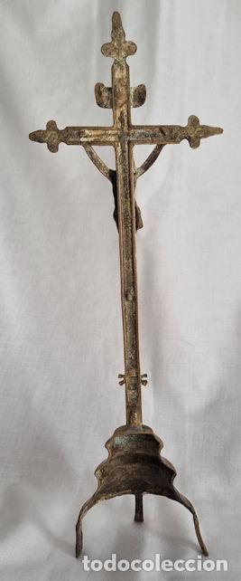Antig&uuml;edades: CRUZ DE ALTAR DE BRONCE ANTIGUA 2 - Foto 3