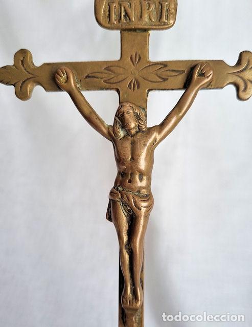 Antig&uuml;edades: CRUZ DE ALTAR DE BRONCE ANTIGUA 2 - Foto 5