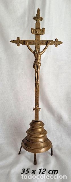 Antig&uuml;edades: CRUZ DE ALTAR DE BRONCE ANTIGUA 2 - Foto 1