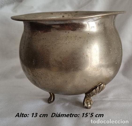 Antig&uuml;edades: ESCUPIDERA DE ALPACA ANTIGUA - Foto 2
