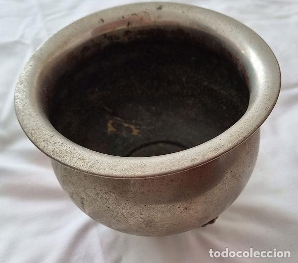 Antig&uuml;edades: ESCUPIDERA DE ALPACA ANTIGUA - Foto 4