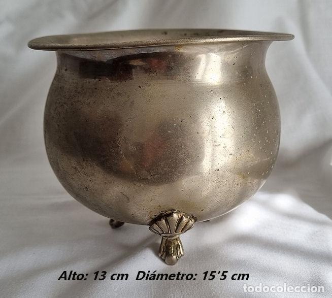 Antig&uuml;edades: ESCUPIDERA DE ALPACA ANTIGUA - Foto 1