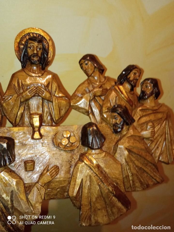 Antig&uuml;edades: Talla Santa Cena en Madera. - Foto 4
