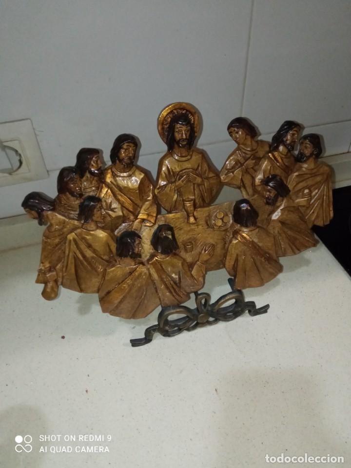 Antig&uuml;edades: Talla Santa Cena en Madera. - Foto 7