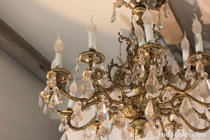 Antig&uuml;edades: LAMPARA BRONCE Y CRISTAL - Foto 2
