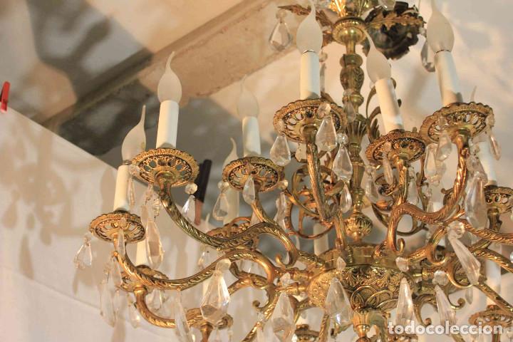 Antig&uuml;edades: LAMPARA BRONCE Y CRISTAL - Foto 3