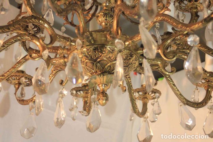 Antig&uuml;edades: LAMPARA BRONCE Y CRISTAL - Foto 4