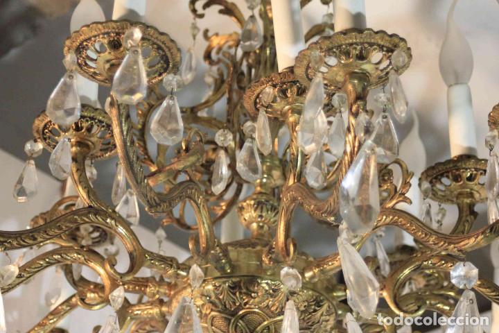 Antig&uuml;edades: LAMPARA BRONCE Y CRISTAL - Foto 5
