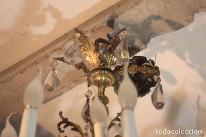 Antig&uuml;edades: LAMPARA BRONCE Y CRISTAL - Foto 6