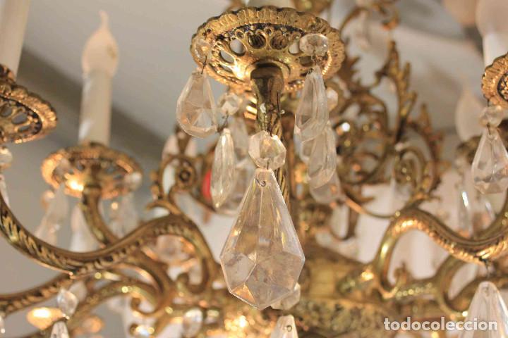 Antig&uuml;edades: LAMPARA BRONCE Y CRISTAL - Foto 7