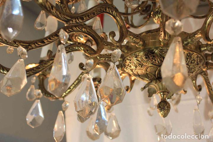 Antig&uuml;edades: LAMPARA BRONCE Y CRISTAL - Foto 8