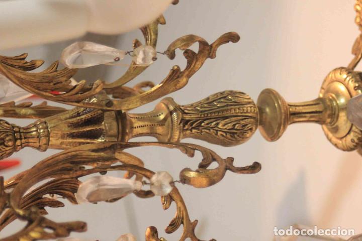 Antig&uuml;edades: LAMPARA BRONCE Y CRISTAL - Foto 9