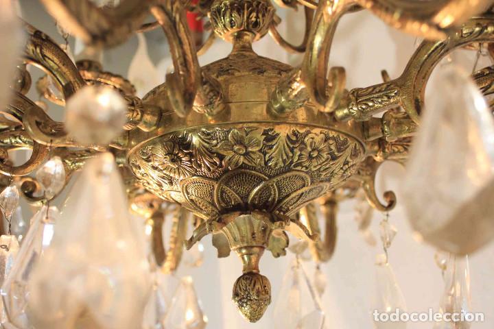 Antig&uuml;edades: LAMPARA BRONCE Y CRISTAL - Foto 11