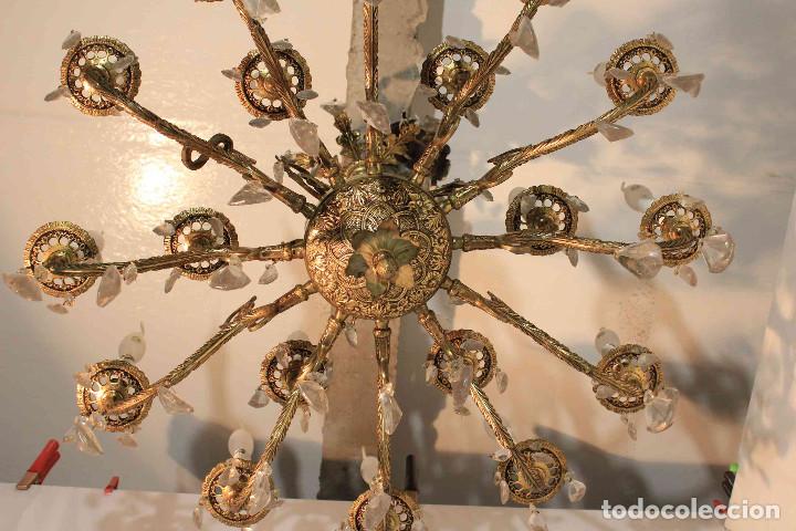 Antig&uuml;edades: LAMPARA BRONCE Y CRISTAL - Foto 12