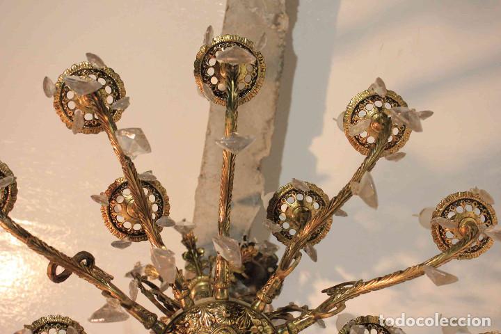 Antig&uuml;edades: LAMPARA BRONCE Y CRISTAL - Foto 13