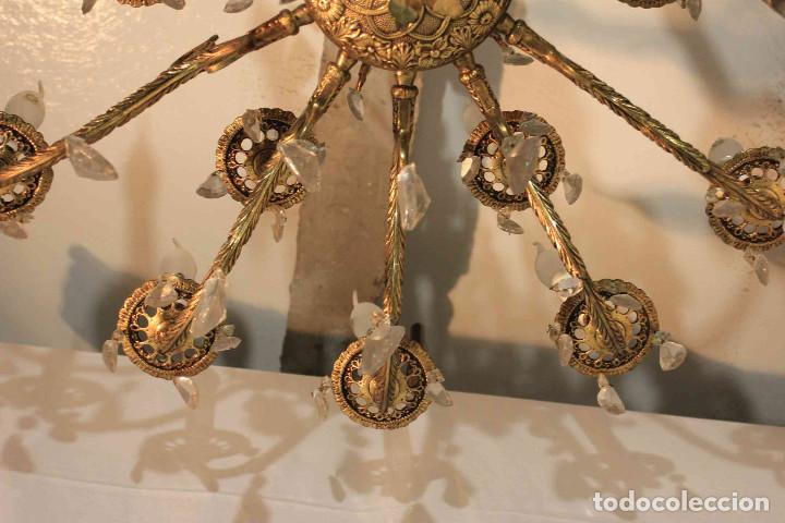 Antig&uuml;edades: LAMPARA BRONCE Y CRISTAL - Foto 14