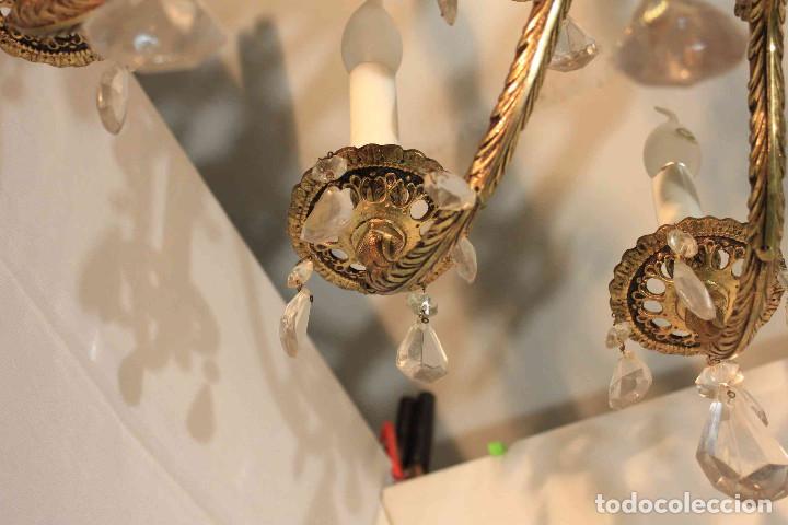 Antig&uuml;edades: LAMPARA BRONCE Y CRISTAL - Foto 18