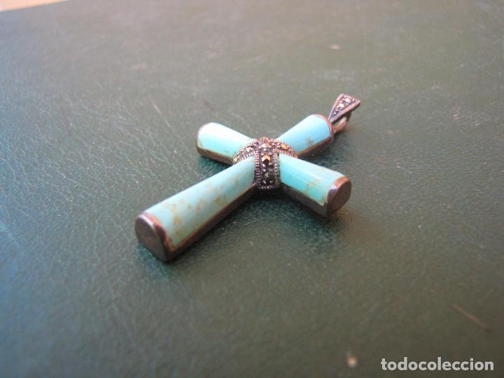 Antig&uuml;edades: 31.- Cruz de plata y turquesas - Foto 5