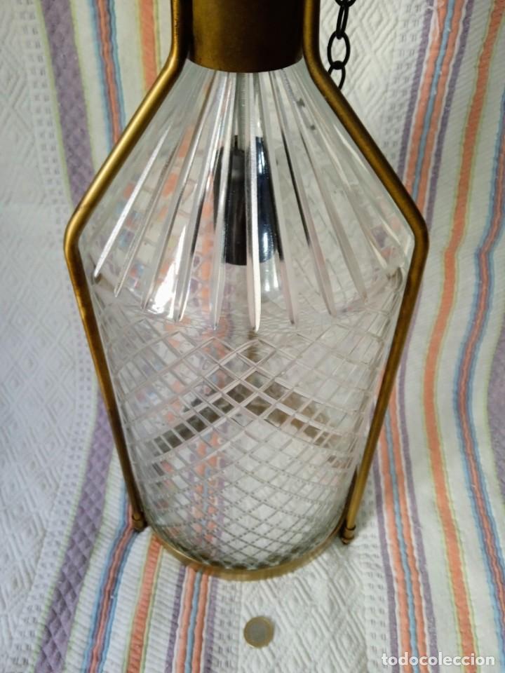 Antig&uuml;edades: l&aacute;mpara antigua de bronce y cristal - Foto 2