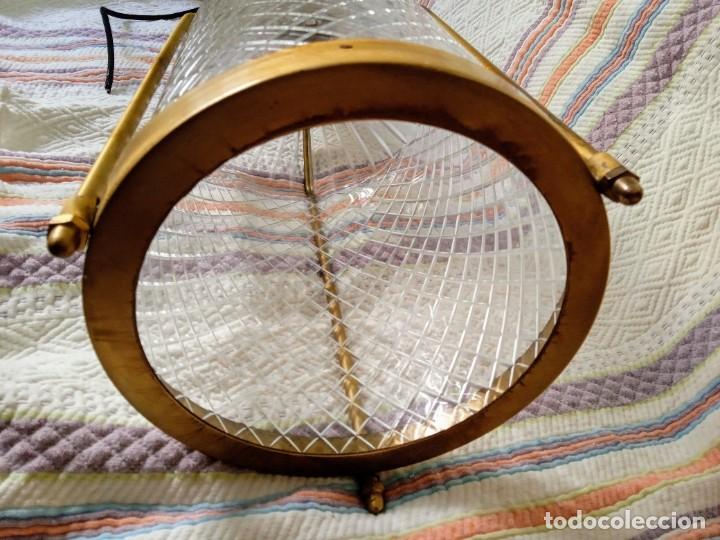Antig&uuml;edades: l&aacute;mpara antigua de bronce y cristal - Foto 7