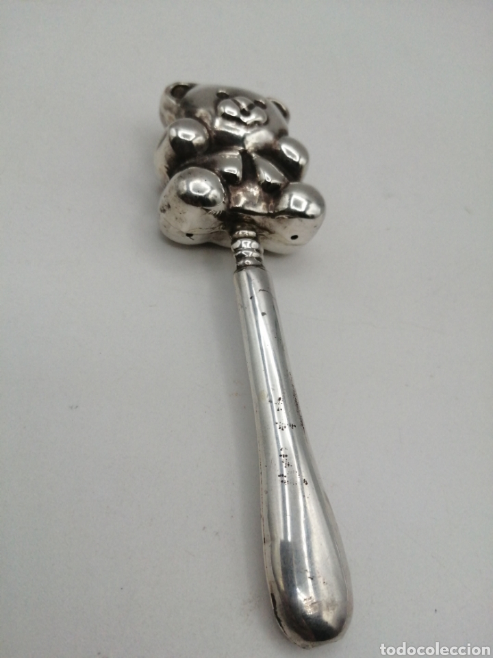 Antig&uuml;edades: Sonajero plata de ley. Osito - Foto 2