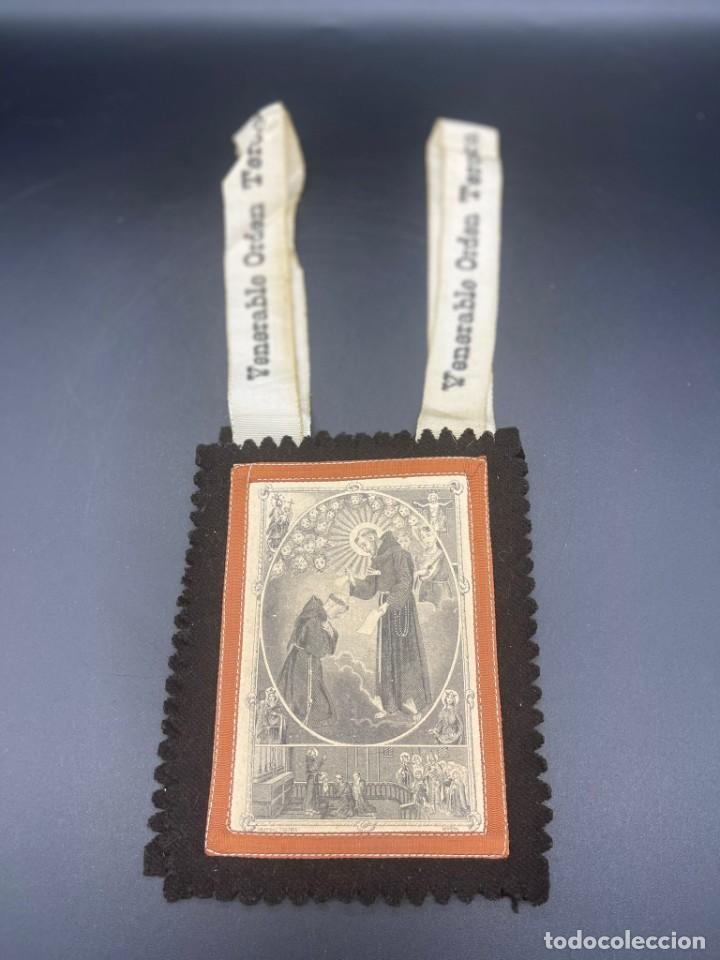 Antig&uuml;edades: ESCAPULARIO EN TELA BENEDICTIO S.P. FRANCISCI - Foto 3
