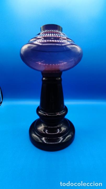 Antig&uuml;edades: PAREJA DE QUINQUES EN CRISTAL MORADO - Foto 11