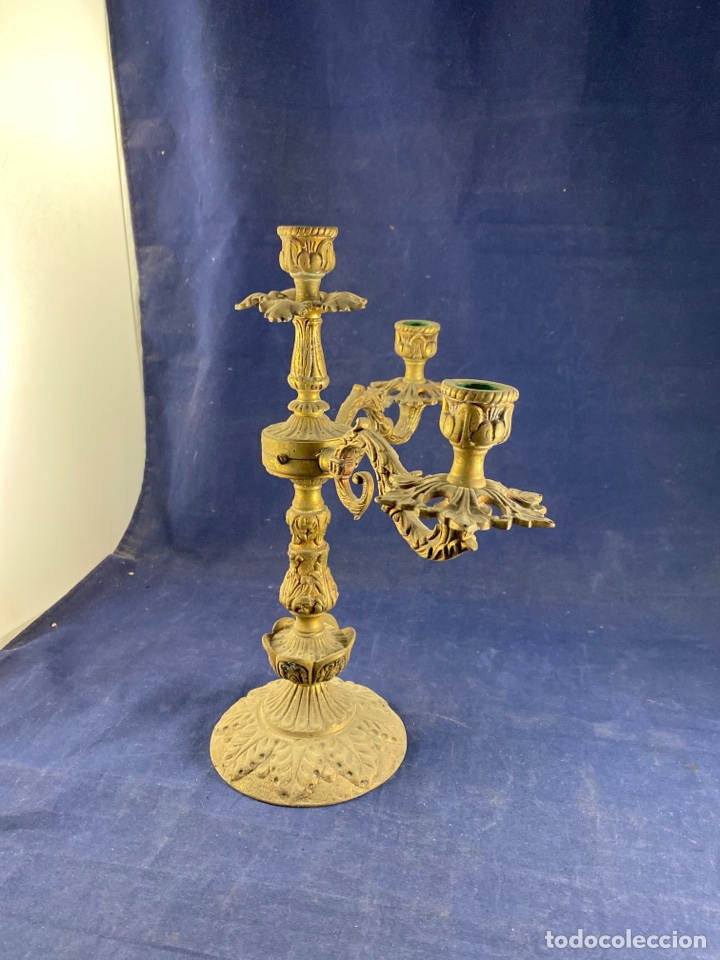 Antig&uuml;edades: Candelabro antiguo bronce - Foto 4