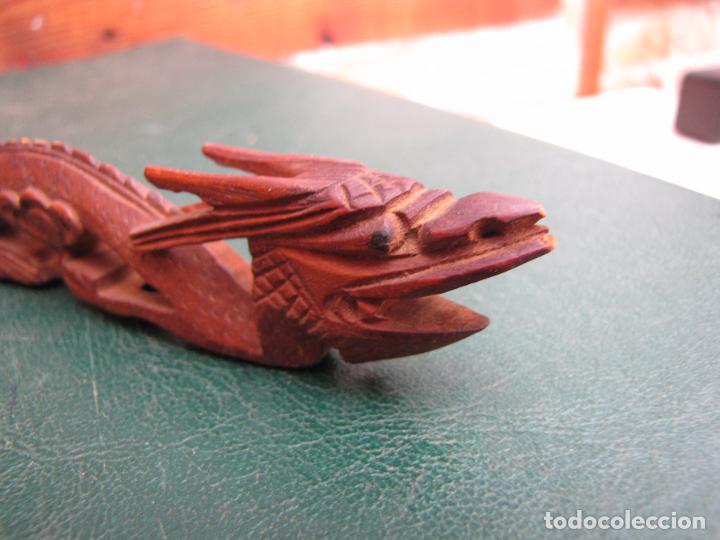 Antig&uuml;edades: 33.- Cuchara de madera con drag&oacute;n tallado - Foto 7