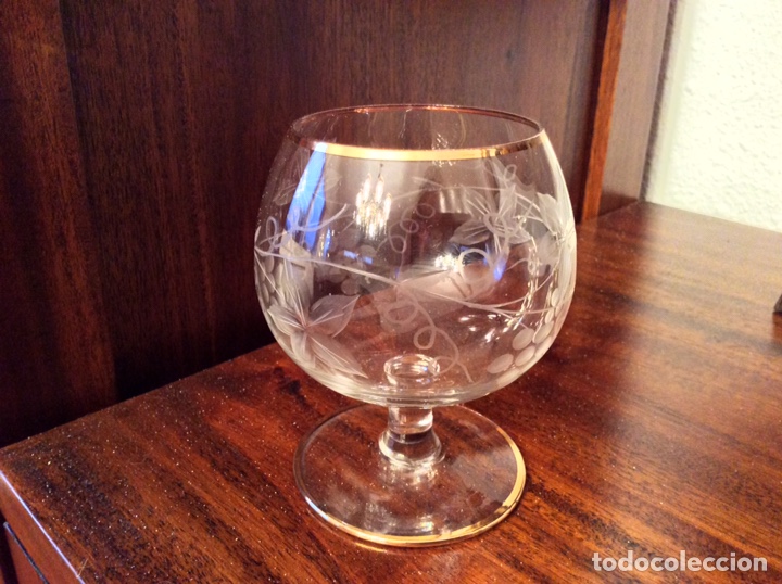 Antig&uuml;edades: Juego copas brandy talladas - Foto 2