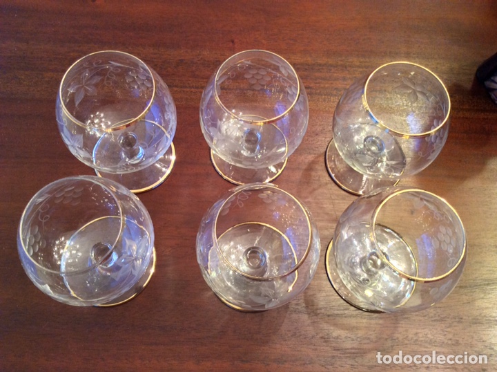 Antig&uuml;edades: Juego copas brandy talladas - Foto 4