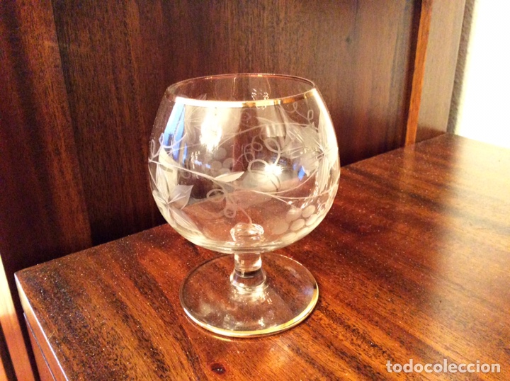 Antig&uuml;edades: Juego copas brandy talladas - Foto 5