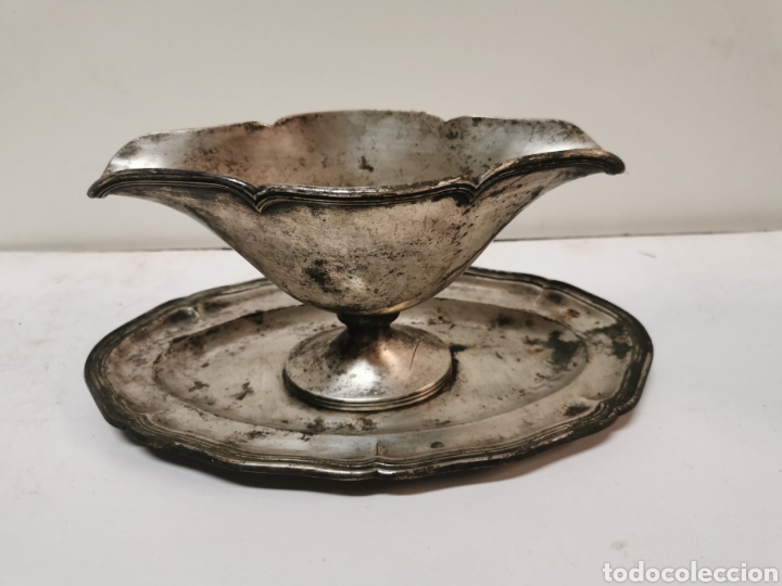 Antig&uuml;edades: Salsera plateada punzon MP - Foto 1