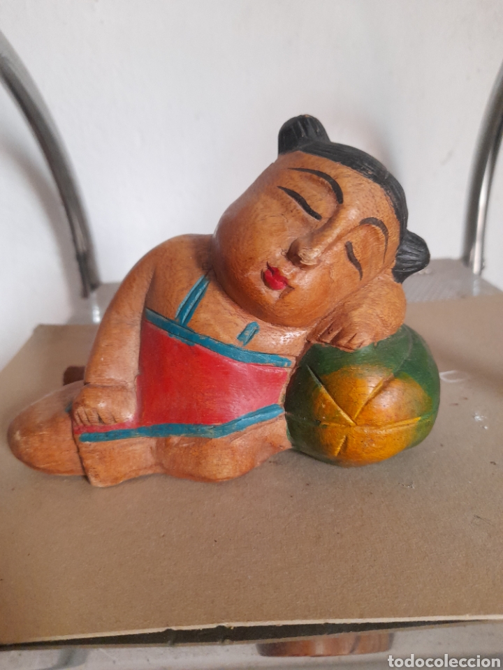 Antiques: Bonita talla de madera policromada