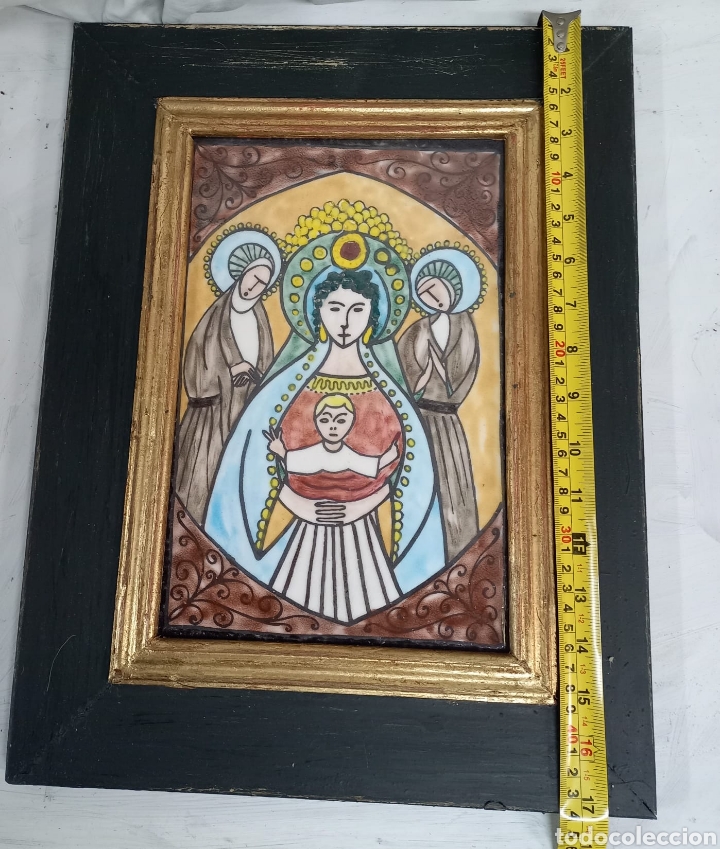 Antig&uuml;edades: Azulejo con Virgen y Ni&ntilde;o - Foto 1