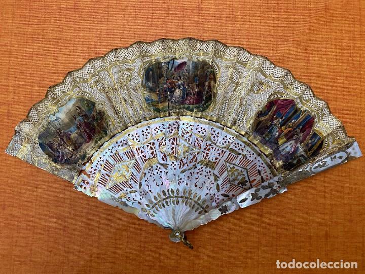 Antig&uuml;edades: Abanico antiguo de n&aacute;car - Foto 2