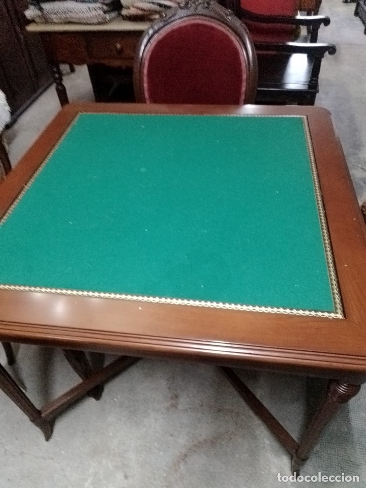 Antig&uuml;edades: Mesa de juego con tapa reversible - Foto 5