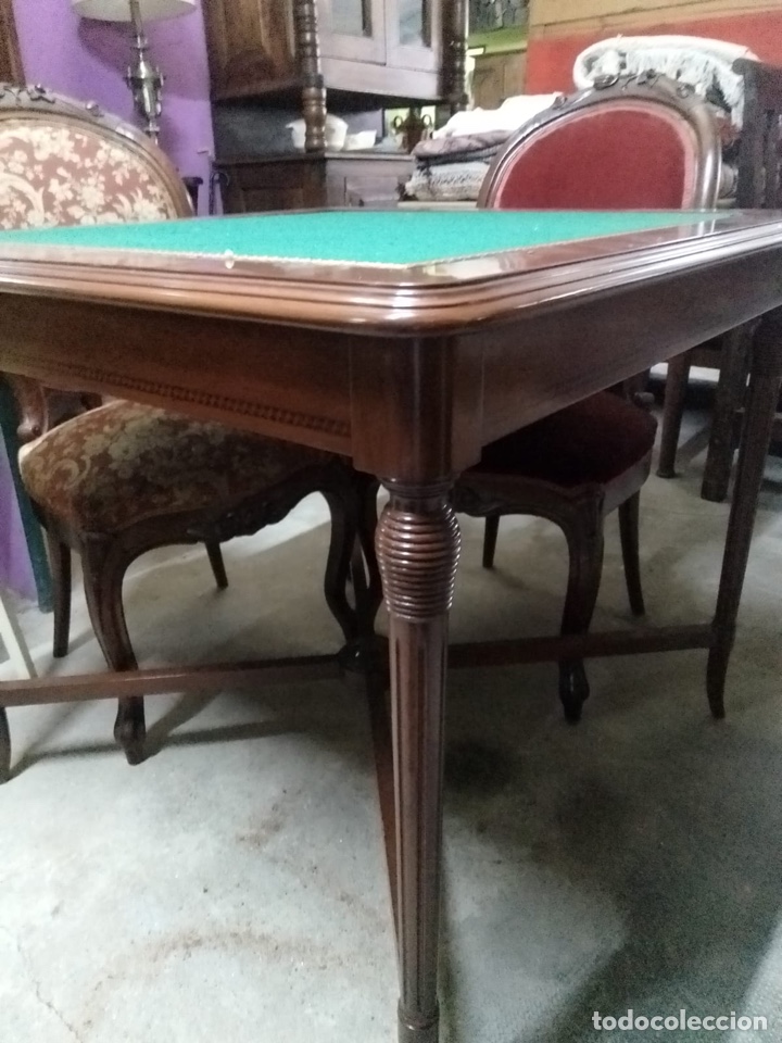 Antig&uuml;edades: Mesa de juego con tapa reversible - Foto 7