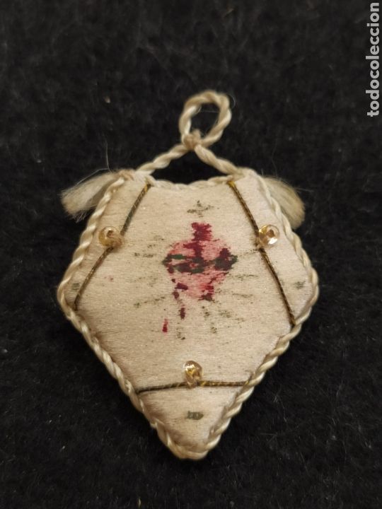 Antig&uuml;edades: Escapulario, corazon de Jes&uacute;s pintado a mano - Foto 1