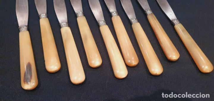 Antig&uuml;edades: 9 cuchillos antiguos entrante / postre mango asta - Foto 3