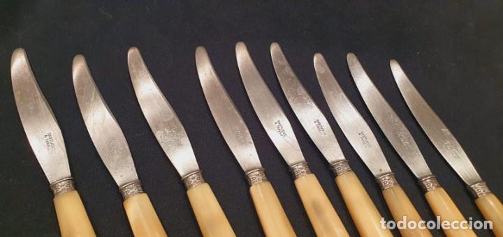 Antig&uuml;edades: 9 cuchillos antiguos entrante / postre mango asta - Foto 5